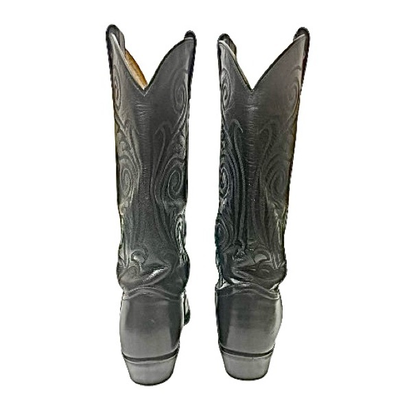 Tony Lama 1974 Women's Size 7 B Shoes Black Leather Roper Western Cowboy Boots - Picture 3 of 10